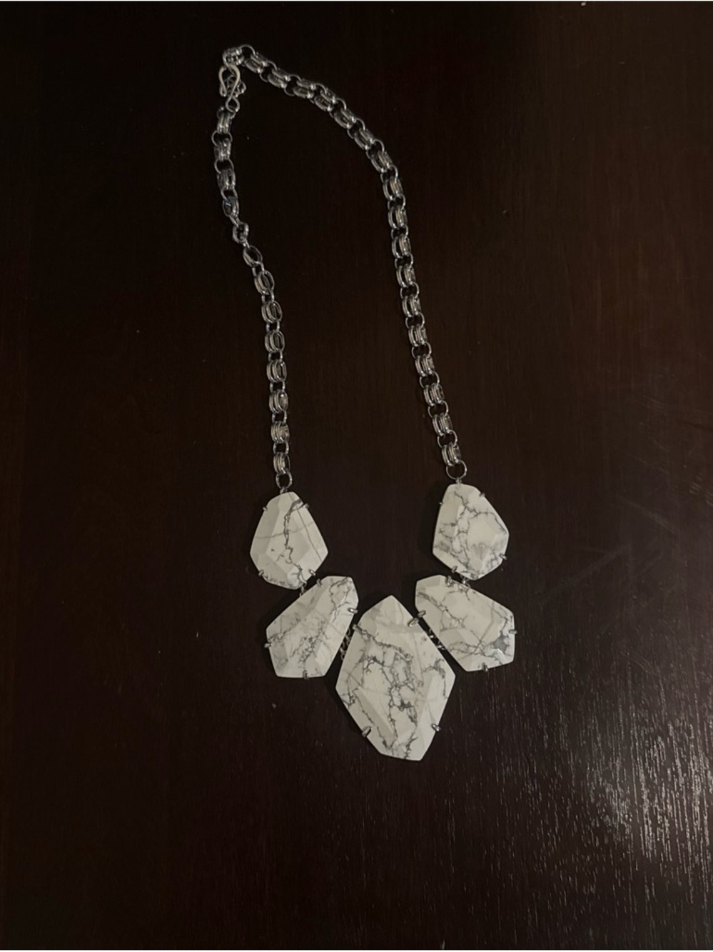 White Marble Stone Statement Necklace - Brand: